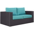 thumbnail image 6 of Modway Convene 4 Piece Set Outdoor Patio with Fire Pit in Espresso Turquoise, 6 of 9