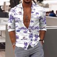 thumbnail image 2 of Camisas Para Hombre Manga Larga Regular Fit Hombres Casual Manga larga Otoño Invierno 3D Impreso Camisas Top Blusa Camisas (Purple, M), 2 of 5