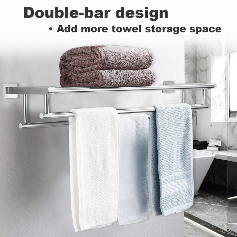 Towel Rack for Bathroom - 28 inch Bathroom Shelf with Double Towel