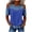 Blue, variant on Women's Cut Out Cold Shoulder Color Block Tops Denim Patchwork Crew Neck Short Sleeve Tunic Blouses Loose Fit Dressy Casual Tshirts XL