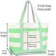 thumbnail image 3 of DALIX Flamingo Striped Canvas Women's Tote Bag Premium Cotton in Mint Green, 3 of 6