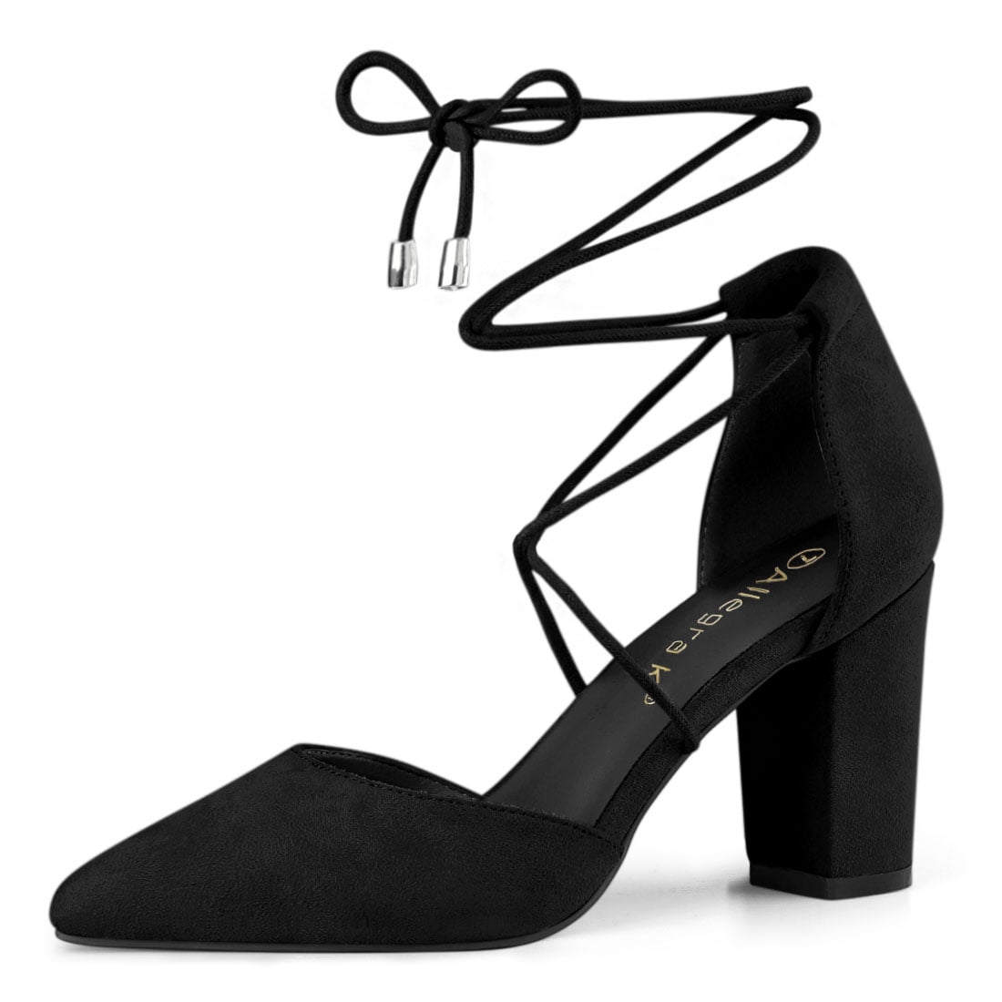 black tie up chunky heels