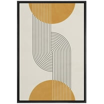 IDEA4WALL Framed Canvas Print Wall Art Line Art Illusions with Yellow Spheres Geometric Shapes Illustrations Abstract Mid-Century Colorful for Living Room, Bedroom, Office - 24"x36" Black