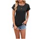 thumbnail image 1 of Camisetas de Manga Larga de las Mujeres de Color Sólido Detalle de Cuello Redondo Botón, Suelto Ajuste Manga Corta Casual Top, 1 of 4