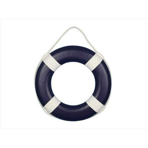 Handcrafted Model Ships Lifering-15inch-316 Dark Blue Painted Decorative Lifering With White Bands 15 in.