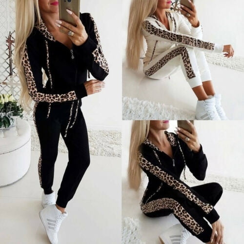 ladies leopard print tracksuit