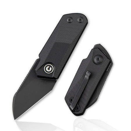 CIVIVI Ki-V Front Flipper Pocket Knife Double Detent Slip Joint Small Folding Knife with Deep Carry Pocket Clip For Easy EDC C2108B (Black)