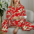 thumbnail image 6 of Gukieu Lilies Flowers Print Women's Long Sleeve Pajama Set, Button Top Elastic Pocket Pajama Pants Two Piece Set Home Wear-Large, 6 of 7