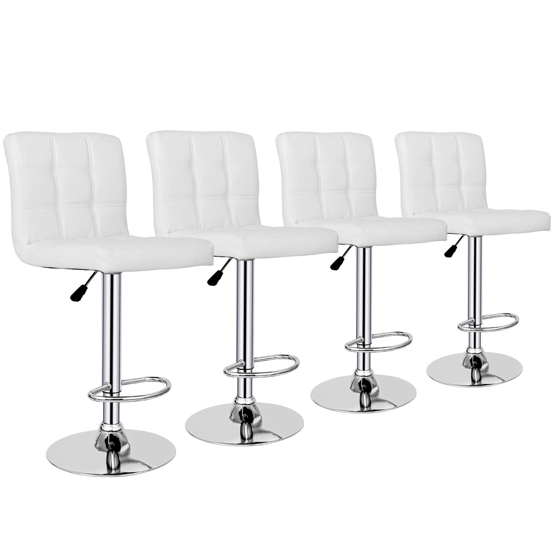ZenSports Set of 4 Adjustable Stool W/Back, PU Leather Swivel Barstools