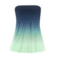 thumbnail image 4 of GXIPO Women's Plus Size Tube Tops Strapless Blouse Pleated Sleeveless Stretchy Sleeveless Flare Hem Tube Cyan 2XL, 4 of 5