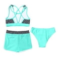 thumbnail image 4 of TiaoBug Kids Girls Cutout Criss-Cross Back Tops Briefs Bottoms 3 Piece Tankini Swimsuit Mint Green 10, 4 of 7