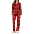 thumbnail image 1 of Pijamas de familia de cuadros con botones de manga larga Inspire Chic para adultos XL, rojos para mujeres, 1 of 4