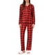thumbnail image 1 of Pijamas de familia de cuadros con botones de manga larga Inspire Chic para adultos XL, rojos para mujeres, 1 of 4