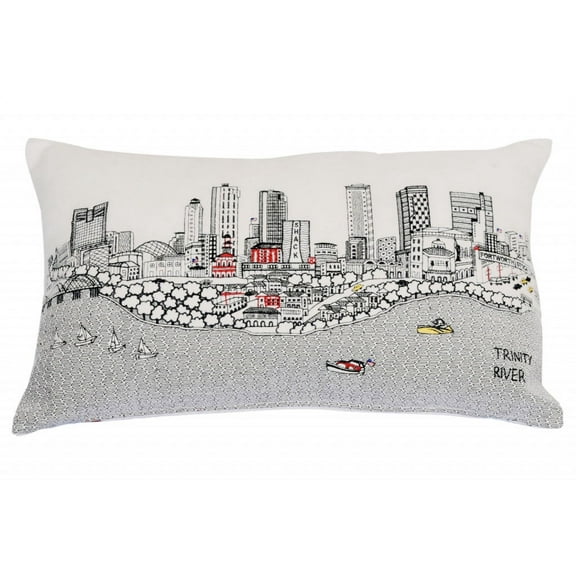 24" White Fort Worth Daylight Skyline Lumbar Decorative Pillow