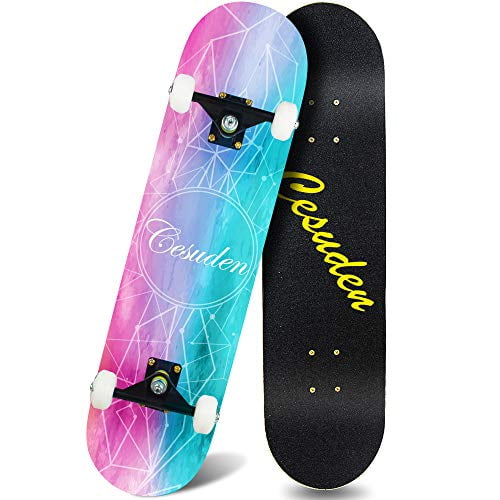 Skateboards for Beginners Northeast Maple Double Kick Concave Standard and Tricks Skateboards for Kids and Beginners,Gift for Kids Boys Girls Youths Non-Slip Four-Wheel Silent Complete Skateboard