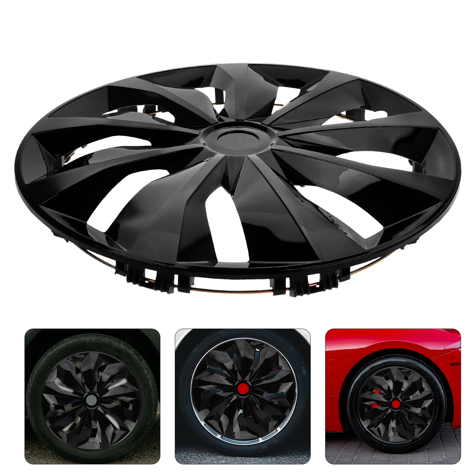 ITSELFER 1pc 15 Inch Plastic Hub Caps Wheel Cover Maintenance Hub Cap Installation Auto Exterior Accessories For Car Wheel Covers Black