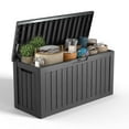 thumbnail image 1 of EasyUp 80 Gallon Resin Deck Box, Lockable Patio Outdoor Storage Box for Furniture, Garden Tools and Tools Storage, Waterproof Outside Storage Boxes（Black）, 1 of 8