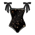 thumbnail image 4 of Erwazi High Cut One Piece Swimsuits for Women 2 Piece Tie Side Swim Warp Skirt Beach Trendy Bathing Suit Set, 4 of 5