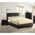 thumbnail image 4 of King Size Bed - Upholstered Headboard Brown Faux Leather Furniture Bedroom Modern, 4 of 7