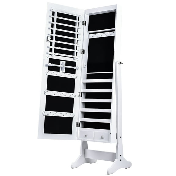 Fogein White Vintage Free-Standing Jewelry Armoire with Drawers