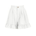 thumbnail image 4 of Gustave High Waisted Wide Leg Shorts for Women Casual Pleated Ruffle Short Pants Summer Loose Button Shorts "White, 2XL", 4 of 9