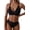 Black, variant on Women's Push Up V Neck Bikini Sets Criss Cross Back Two Piece Bathing Suit