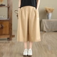 thumbnail image 2 of yeiolnoer Culottes for Women Casual High Waisted Capri Pants with Pockets Flowy Wide Leg Pant Fashion Clothing, 2 of 7