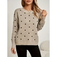 thumbnail image 4 of Plus Size Women's Polka Dot Sweater Long Sleeve Crew Neck Knit Pullover, 4 of 6