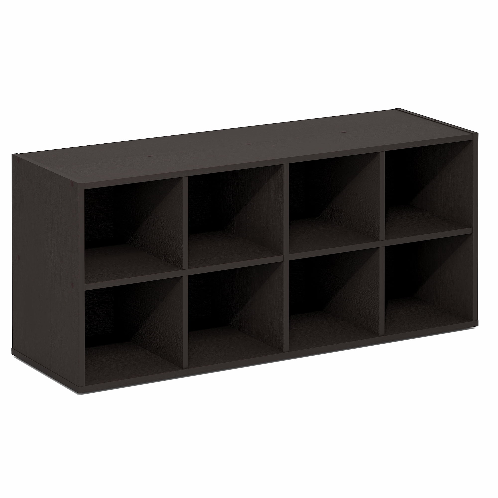 Furinno FANO 8-Cube Stackable Shoe Rack for Closet Entryway Black Dark Oak