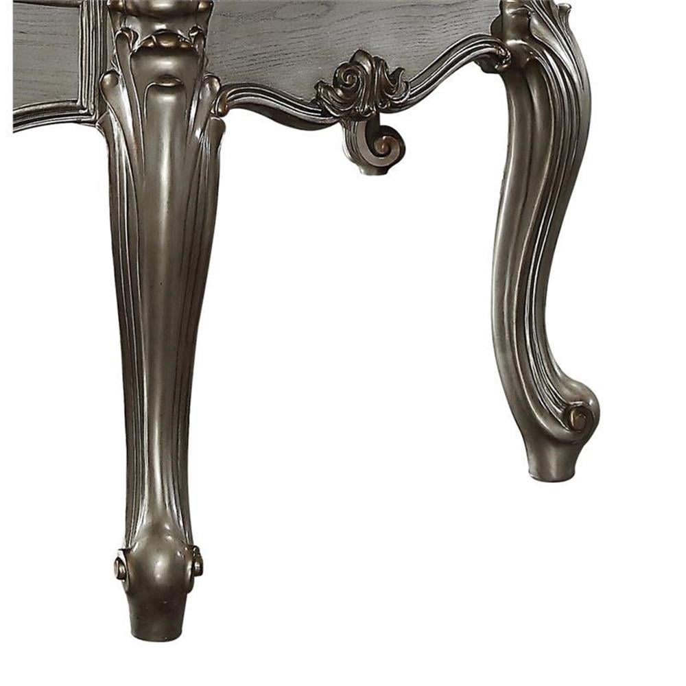 Bowery Hill Wooden Executive Writing Desk with 3 Drawers in Platinum Silver