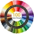 thumbnail image 3 of Embroidery Kit 215 PCS With 100 Colors Threads, 5 Hoops, 3 Aida Cloth, 40 Sewing Pins, Cross Stitch Tools and Starter Kit for Adults and Kids Beginners, 3 of 8