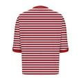 thumbnail image 7 of Women's Oversized Short Sleeve Tops Chest Pocket Polka Dots/Striped Graphic Print Crew Neck Casual T-shirts (M, Red-Striped), 7 of 7