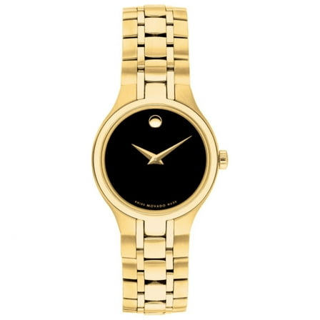 Movado 0607228 Women's Movado Collection Gold-Tone Black Dial Swiss Quartz Watch