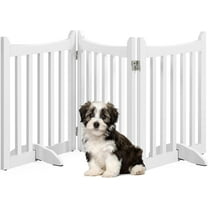 ZOPan Dog Fence Indoor 24" Tall 3-Panels Wooden Foldable Dog Gate for Pets with 2 Support Feet Freestanding Pet Barrier for Doorways, Porch, Stairs, Kitchen White 79.5" L × 24" H
