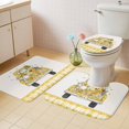 thumbnail image 4 of Honey Truck Bathroom Rugs Set Sweet Honey Bee Gnomes Floral Yellow Plaid Beige Non Slip Absorbent Soft Bath Mats 3 Piece Set with Bathroom Rug, U-Shaped Floor Mat, Toilet Seat Cover Large Size, 4 of 9
