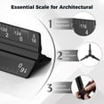 thumbnail image 2 of RUseeN Architectural Scaling Ruler, 12'' Imperial Architectural Scaling Tools, Engineering Drafting Construction Drawing Blueprints Triangular Architect Scaling Rulers (Black), 2 of 7