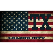 League City TX Texas Galveston County Vintage US Flag Decal Bumper Sticker 3M Vinyl 3" x 5"