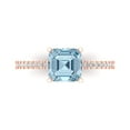 thumbnail image 2 of 2.7ct asscher cut blue Zircon 18k rose gold Bridal Wedding Engagement Promise Anniversary Ring for Women size 9, 2 of 7