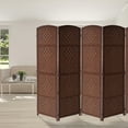 thumbnail image 3 of Extra Wide - Diamond Weave Fiber Room Divider, 6 Panel (Brown), 3 of 9