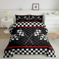 thumbnail image 2 of Manfei Racing Flag Bedding Comforter Set,Speed Sport Twin Comforter Sets,White Black Plaid Bedding Set For Boys Teens,Super Cozy Room Decor,2 Pieces, 2 of 8