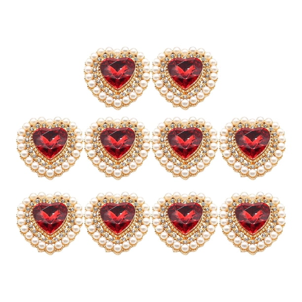 10 botones en forma de corazón para manualidades de costura, decoración de bodas y bricolaje oro rojo