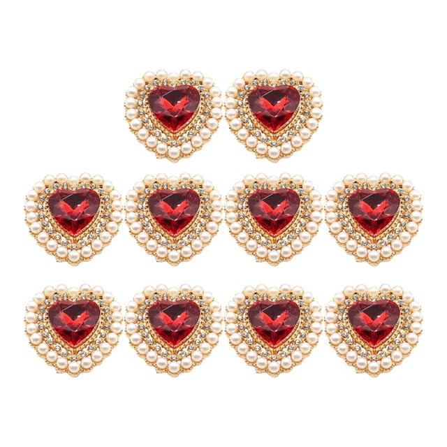 Botones en forma de corazón Sunnimix Aleación 10 Piezas Oro Rojo