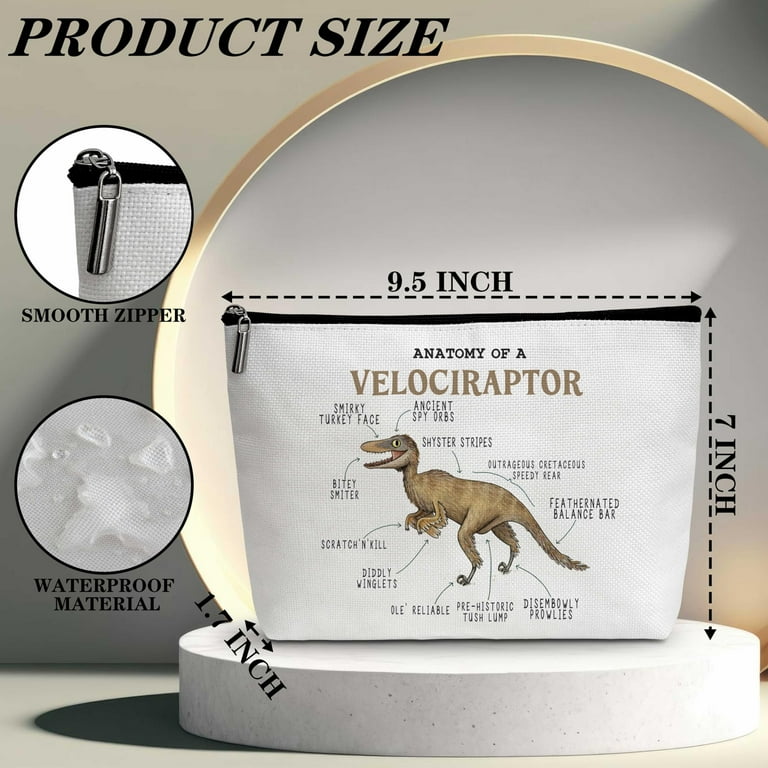 zriauber Velociraptor Gifts-Anatomy Of A Velociraptor Makeup Bag