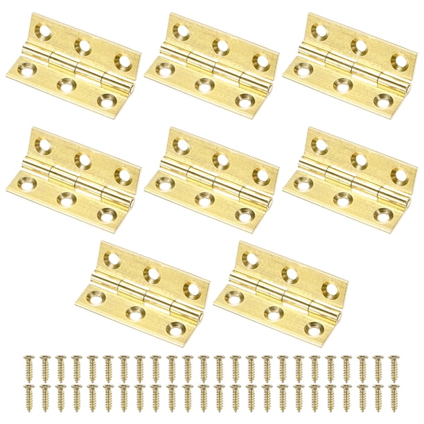 Uxcell 8-Pack Bisagras de Puerta Pequeñas, 1.45in (37mm) Bisagras Mini de Latón Plegables con Tornillo para Caja de Joyas
