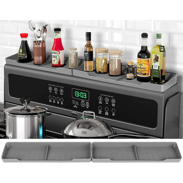 Mistaha Stove Top Shelf, 30 Inch Spice Organizer, Oven Rack with Magnetic Silicone Material, for