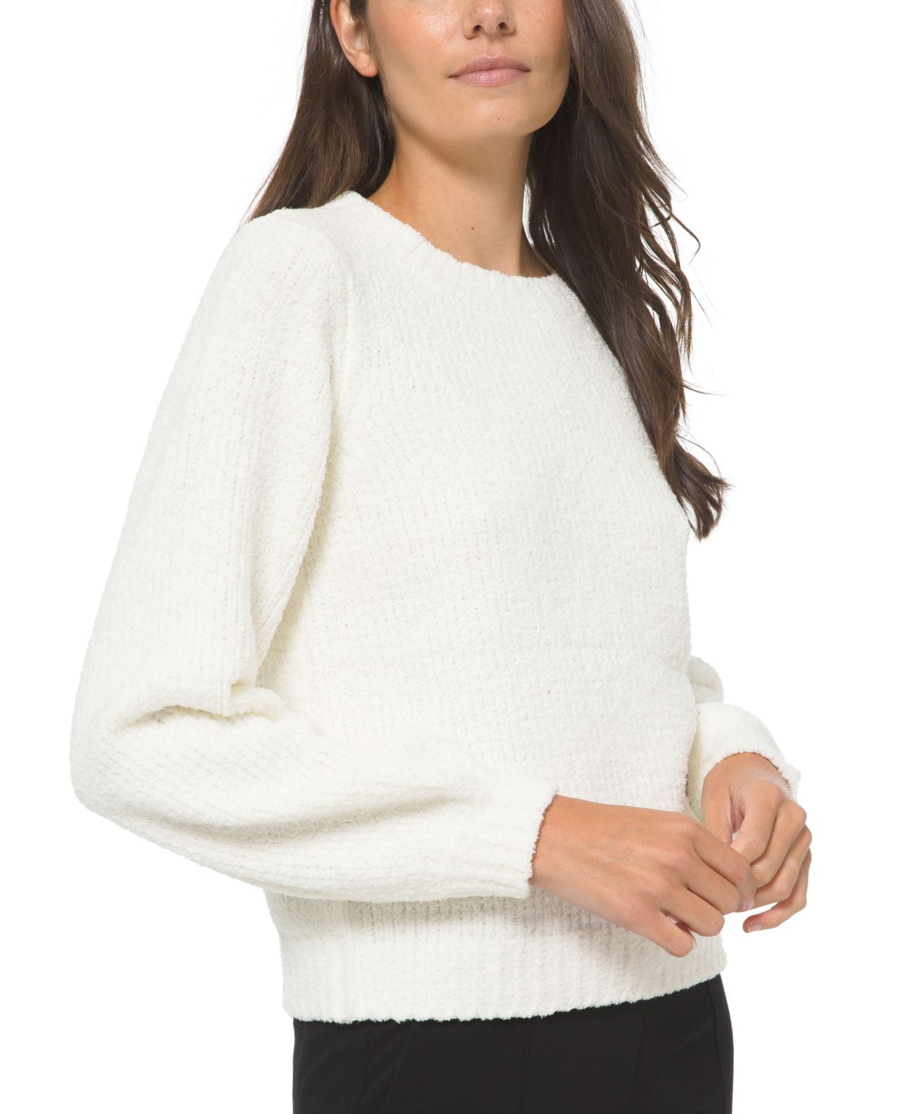 Michael Kors Puff-Sleeve Sweater, & Petite Sizes (White, Large) - Walmart.com