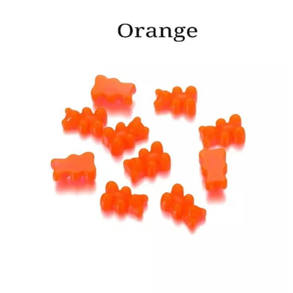 HOOUN 10Pcs/Pack Transparent Cartoon Bear Candy Charm Pendant For DIY Earrings Jewelry-Orange Gummy Bear