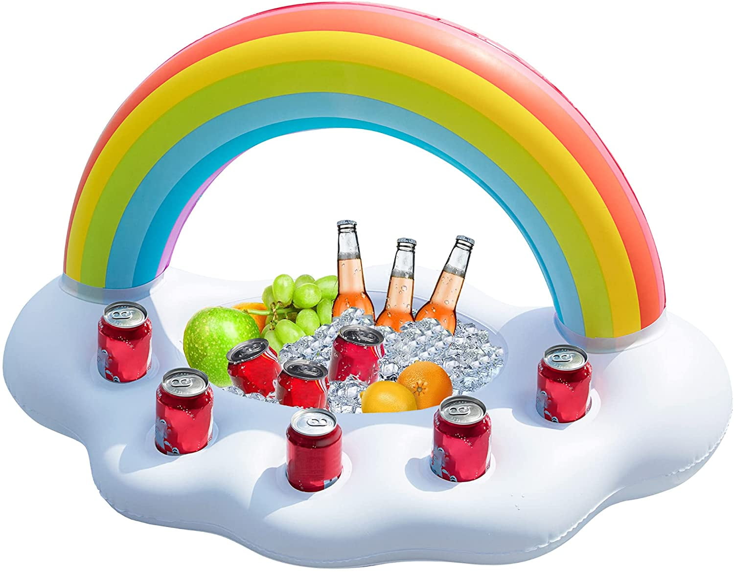 Inflatable Rainbow Cloud Drink Holder Floating Beverage Salad Fruit