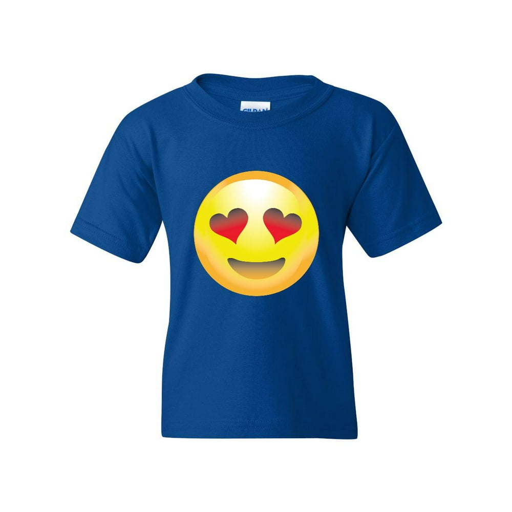 IWPF - Youth Emoji Smiling Face Heart-Shaped Eyes T-Shirt For Girls and ...