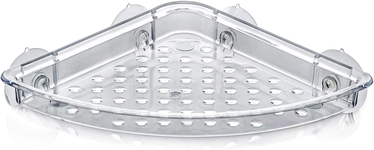 Universal Corner Shower Caddy Basket with Suction Cups, Clear